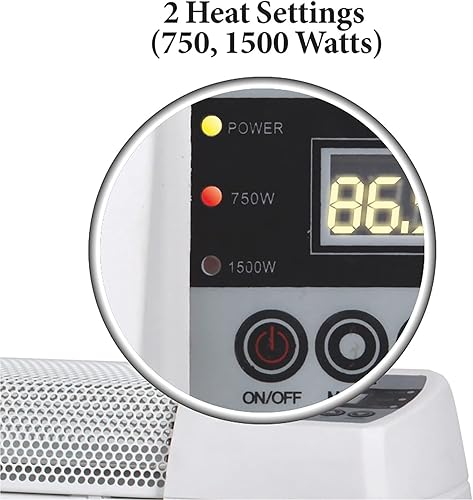 Miniatura 2 de Optimus H-3603, calentador de convección con base, pantalla digital y termostato, 30 pulgadas