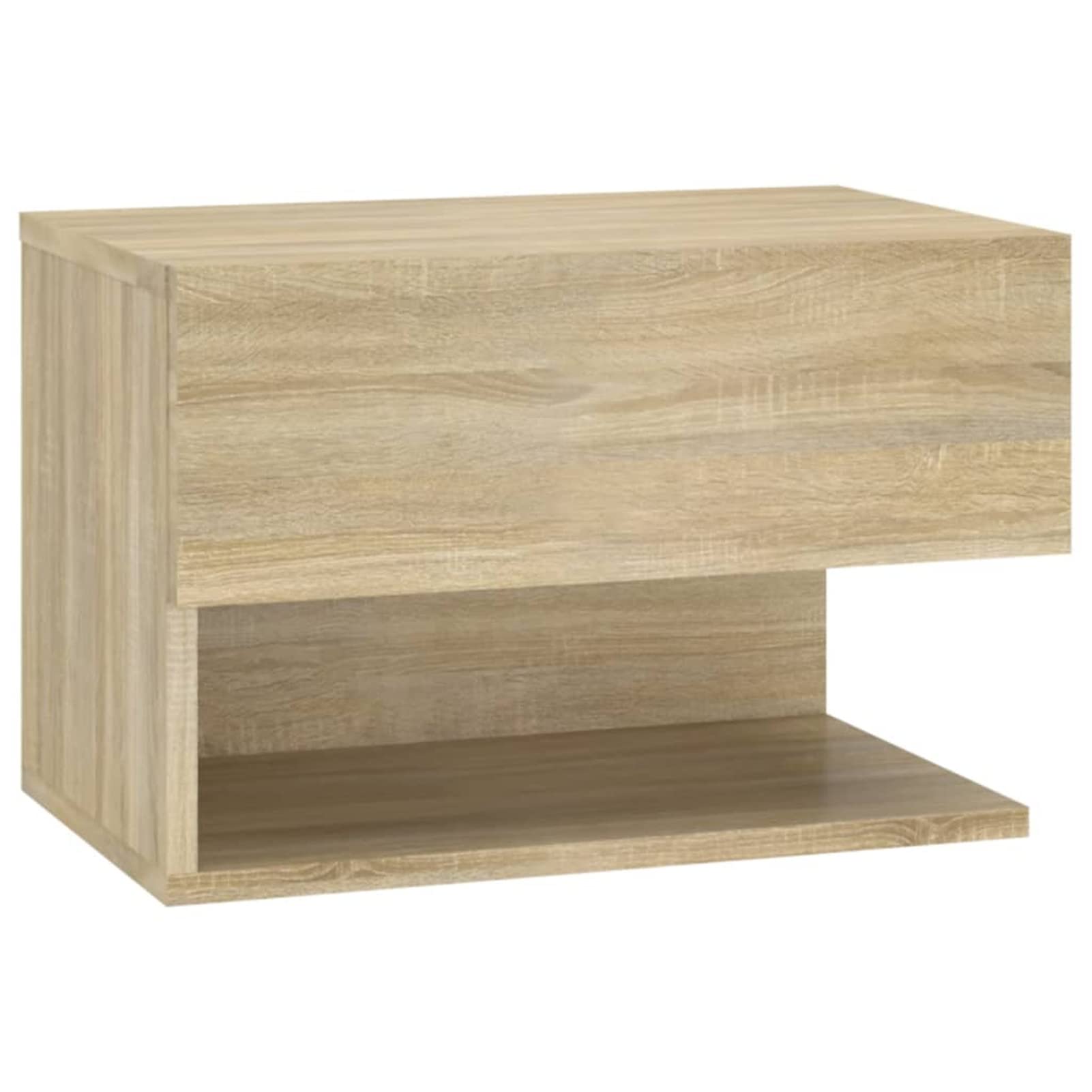 Homgoday Mesita de noche flotante para montaje en pared, mesita de noche, cajón, estante flotante, mueble interior de dormitorio, 2 piezas, roble Sonoma