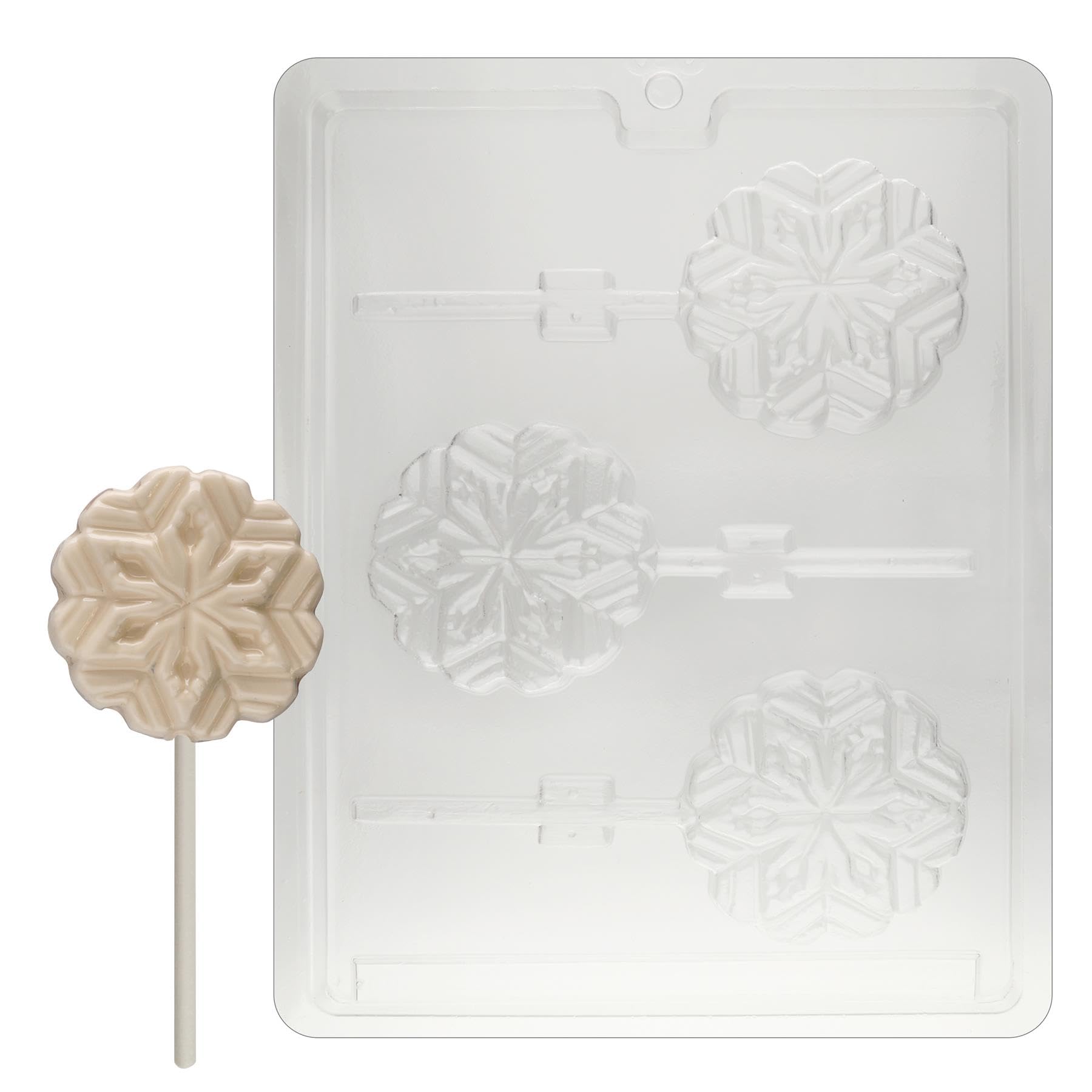 Cybrtrayd Molde C023 con forma de copo de nieve con diseño de copos de nieve, con instrucciones exclusivas de moldeado de chocolate con derechos de autor (idioma español no garantizado).