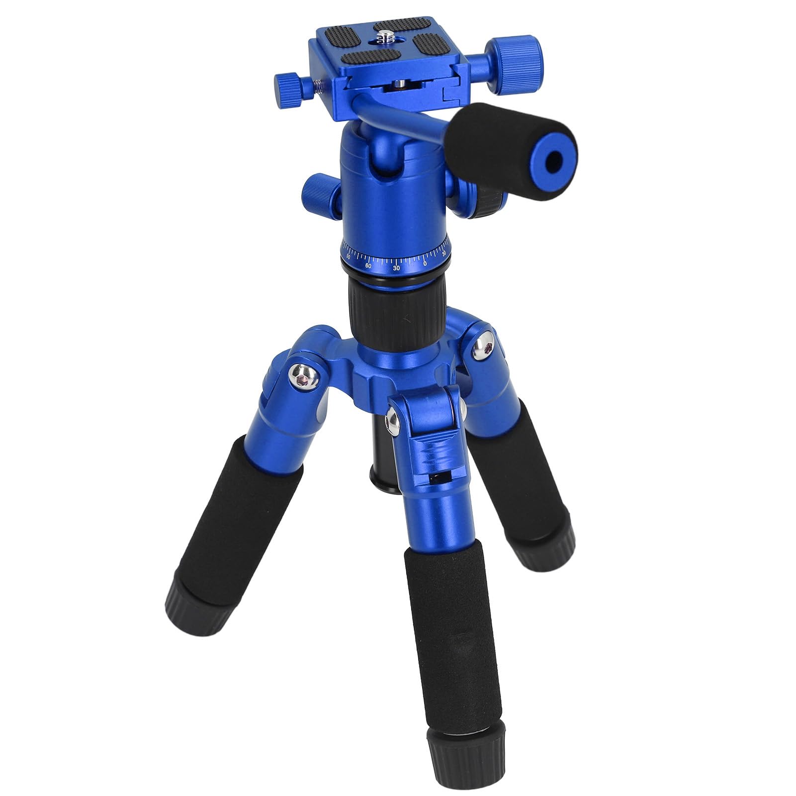KIMISS Przenośny Mini Stojak Trójnóg 5-sekcyjny Blat ze Stopu Aluminium z płytką Szybkiego Montażu Gwint 1/4 Cala do Transmisji Strumieniowej na żywo Fotografia Nagrywanie Wideo (BLUE)