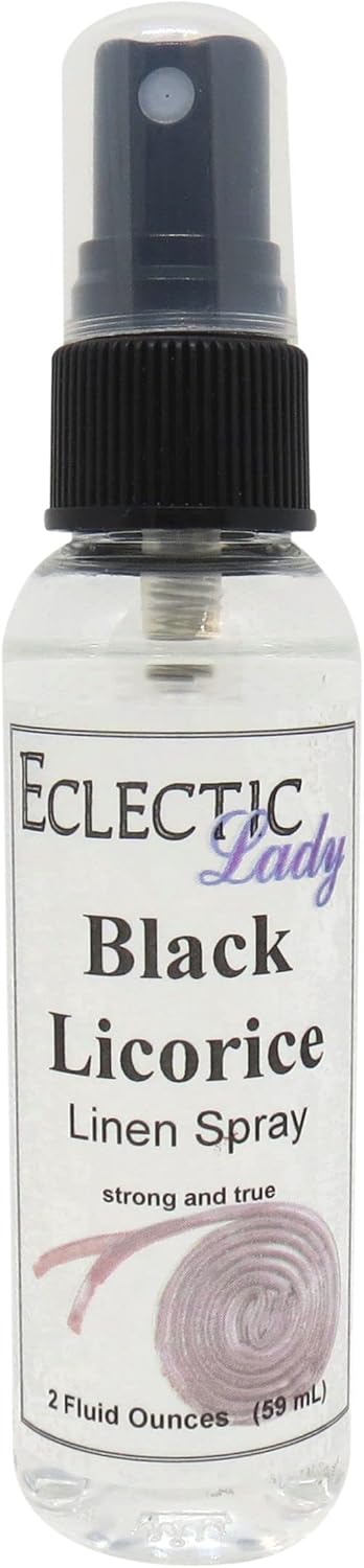 Black Licorice Linen Spray (Double Strength), 16 ounces - Eclectic Lady Sheet and Linen Spray - No Artificial Colors, Parabens, or Preservatives - Long-Lasting Scent for Bed, Fabric & Pillow