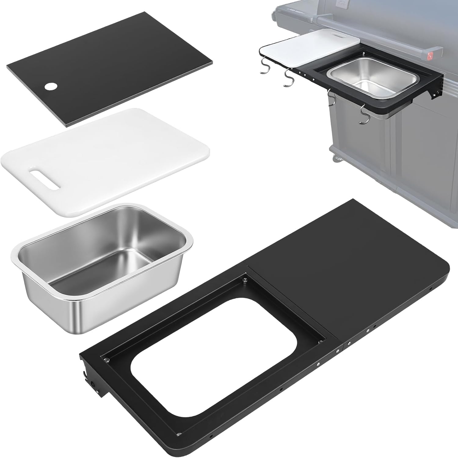 Uniflasy Folding Front Shelf for Traeger Pro 34, Texas Elite 34 & Century 885 Pellet Grills, BAC363 Grill Accessory, 37" x 12" Heavy-Duty Steel Prep Table Fold-Down