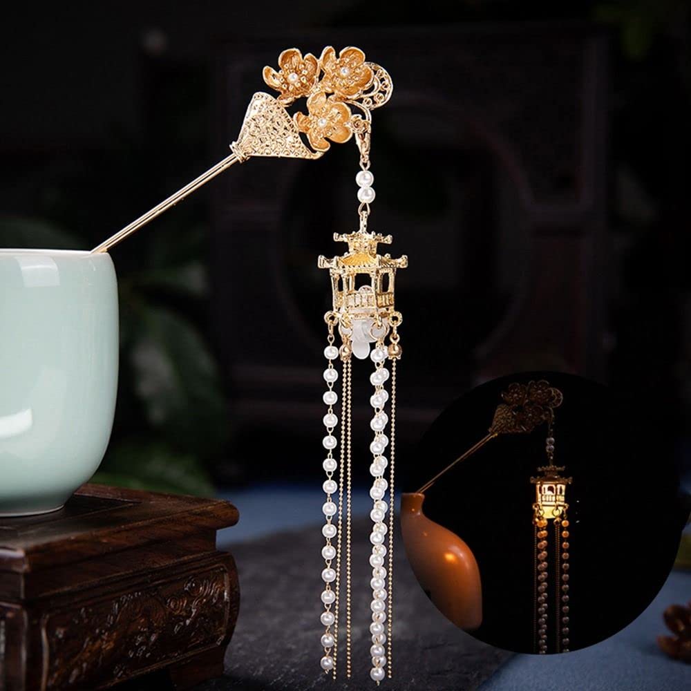 Gold Hair Stick w/ Pavilion Lantern – LED Insertable – Bridal Vintage Style Hair Gold Hair Stick w/ Pavilion Lantern LED Insertable Bridal  main image 2
