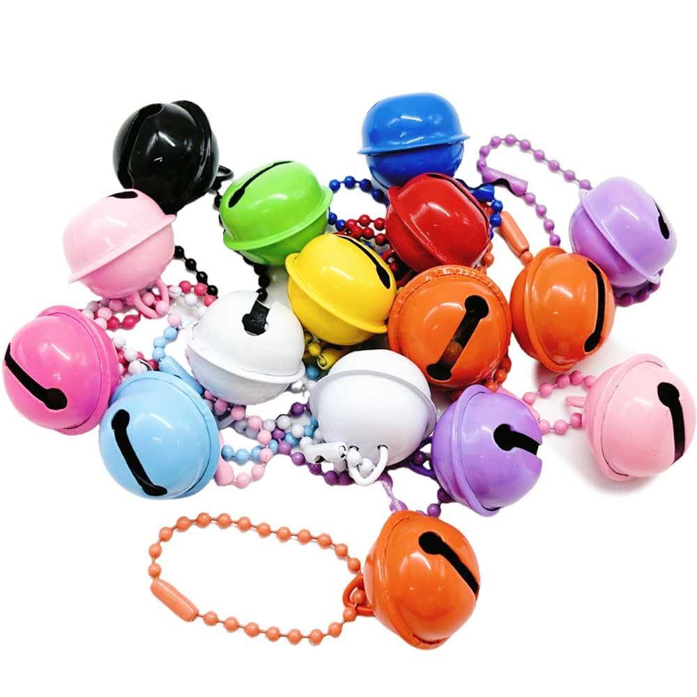 Skypro Mix Color 30Pcs 30Pcs Mix Color Jingle Bells Metal Round Bells Bead Chain Bell Pendant Small Craft Bells Colored Christmas Bells For Bag Keychain Craft Jewelry Decoration