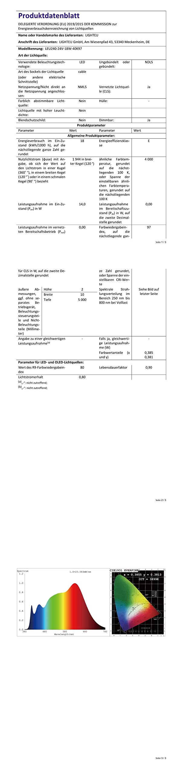 lighteu®, 24V 240 LED/m LED Streifen LED Lichtbänder Neutralweiß 4000 K 18W/m, 1944 Lumen/m, CRI> 97, 2835 SMD, Breite 10 mm, ultrahelle, flexible Lichtleuchten mit hoher Dichte, IP20, 5 m