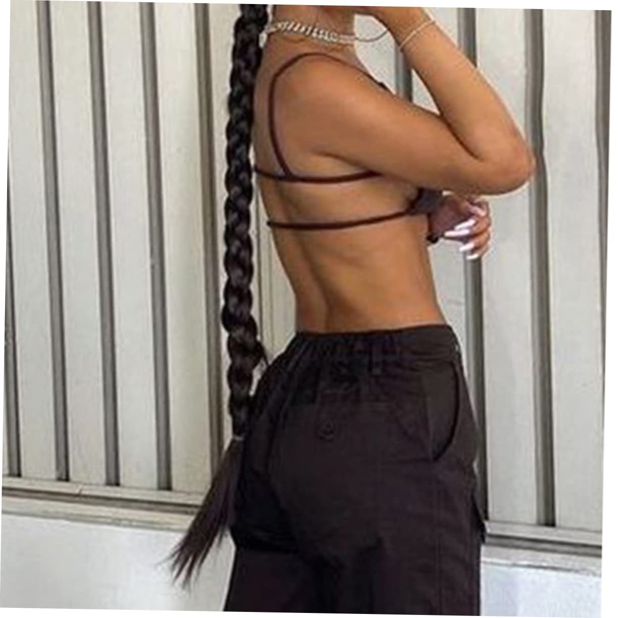 FRCOLOR 8 piezas peluca con gomas para el pelo para mujer, bandas trenzadas para el pelo, pelo sintético, peluca, extensión de de caballo, de de caballo