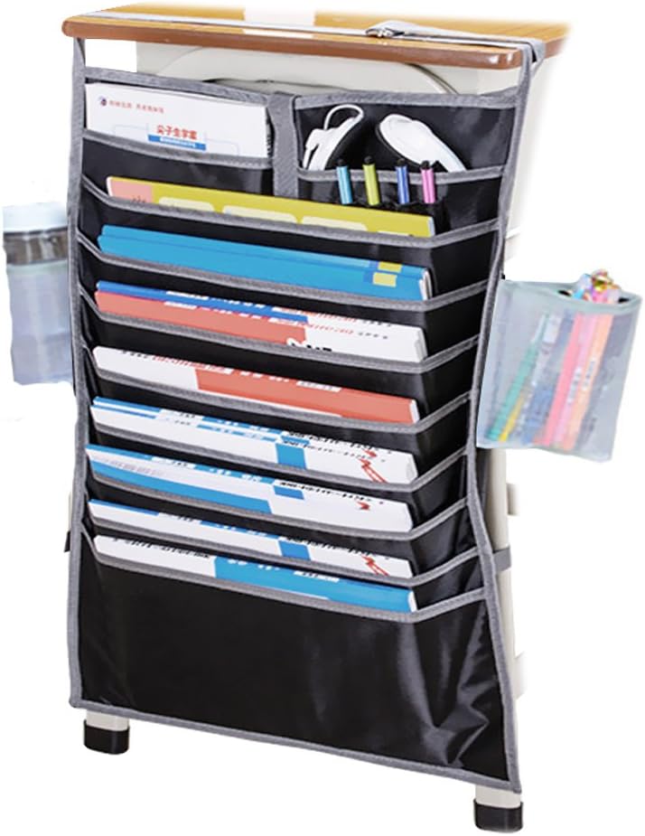 BAO CORE Students Desk Table Book Organiser Pocket Classroom Textbooks Hanging Rack Desktop Supplies Tidy Storage Bag, Black