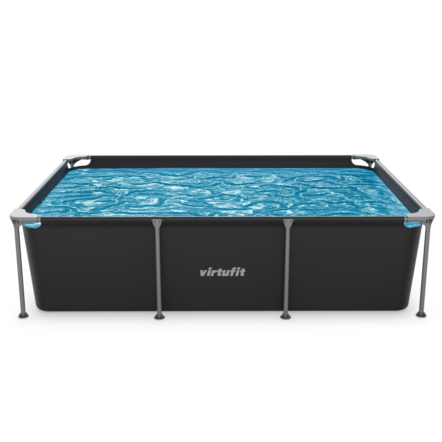 VirtuFit, Piscina rectangular, 260 x 180 cm, bomba de filtro y cartucho, rápida instalación, incluye Kit de reparación Liner