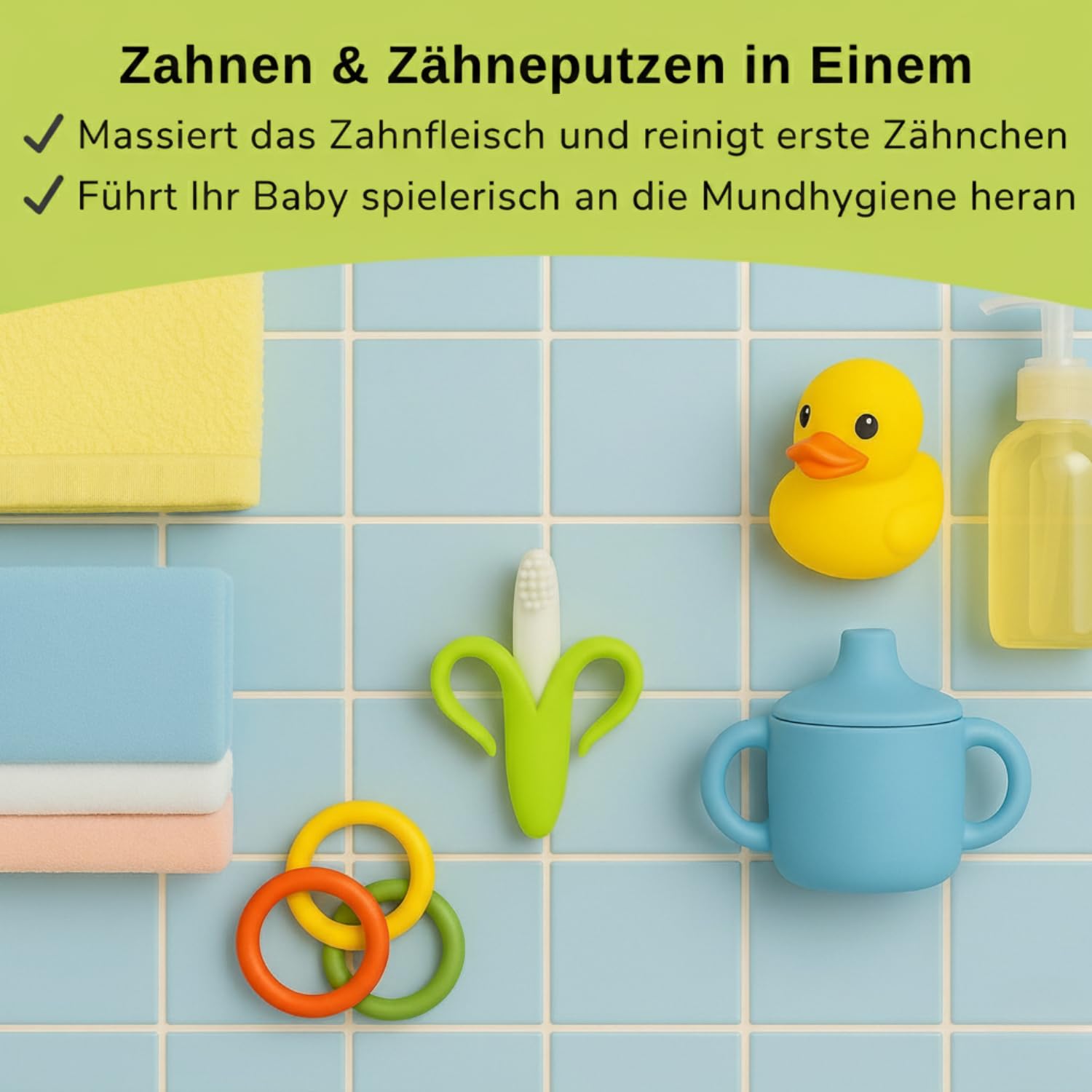 Teether for Babies - Banana Teething Toothbrush - Available in Different Colours with Free Pouch, Grün, 1 Stück (1er Pack) - Image 4