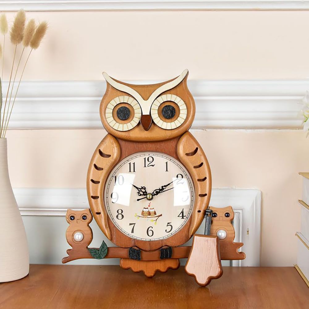 Pendel-Wanduhr aus Holz, nicht tickend, geräuschlos, batteriebetrieben, Pendel für Heimdekoration