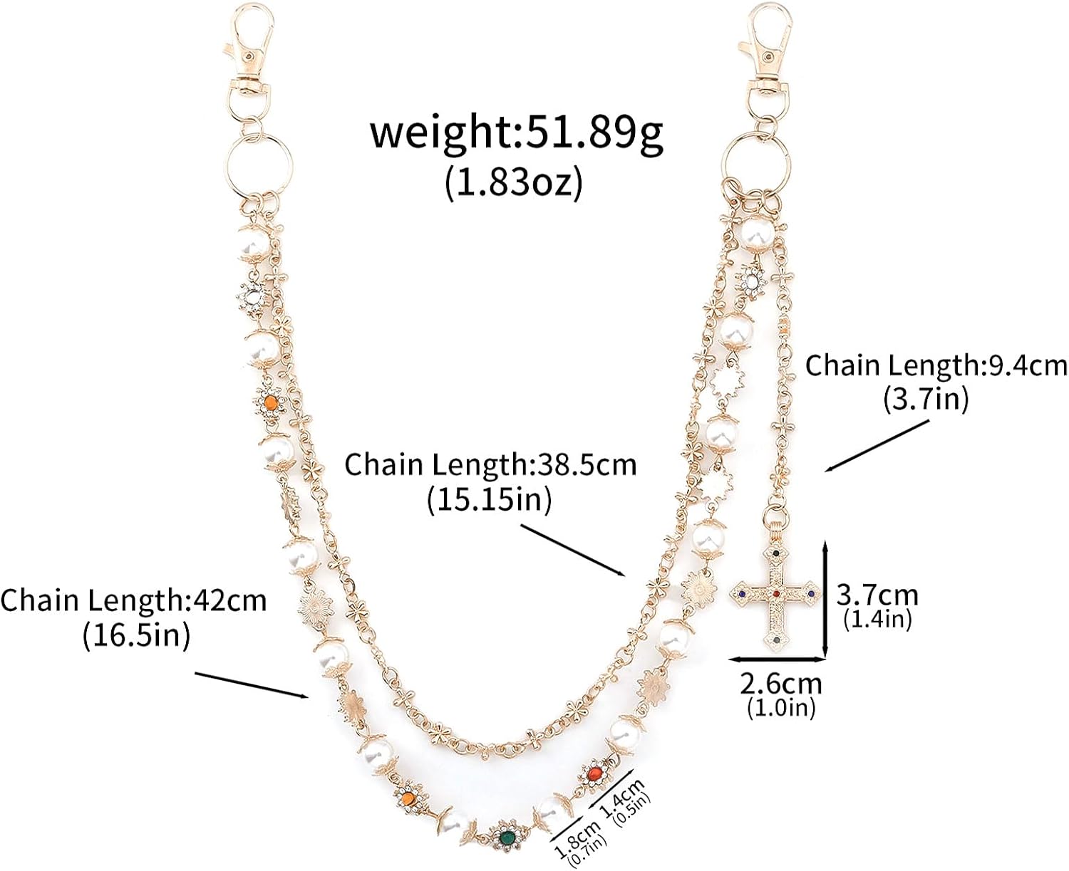 Wallet Pant Pearl Cross Chain，Bag Chains Purse Charm for Handbag image 5