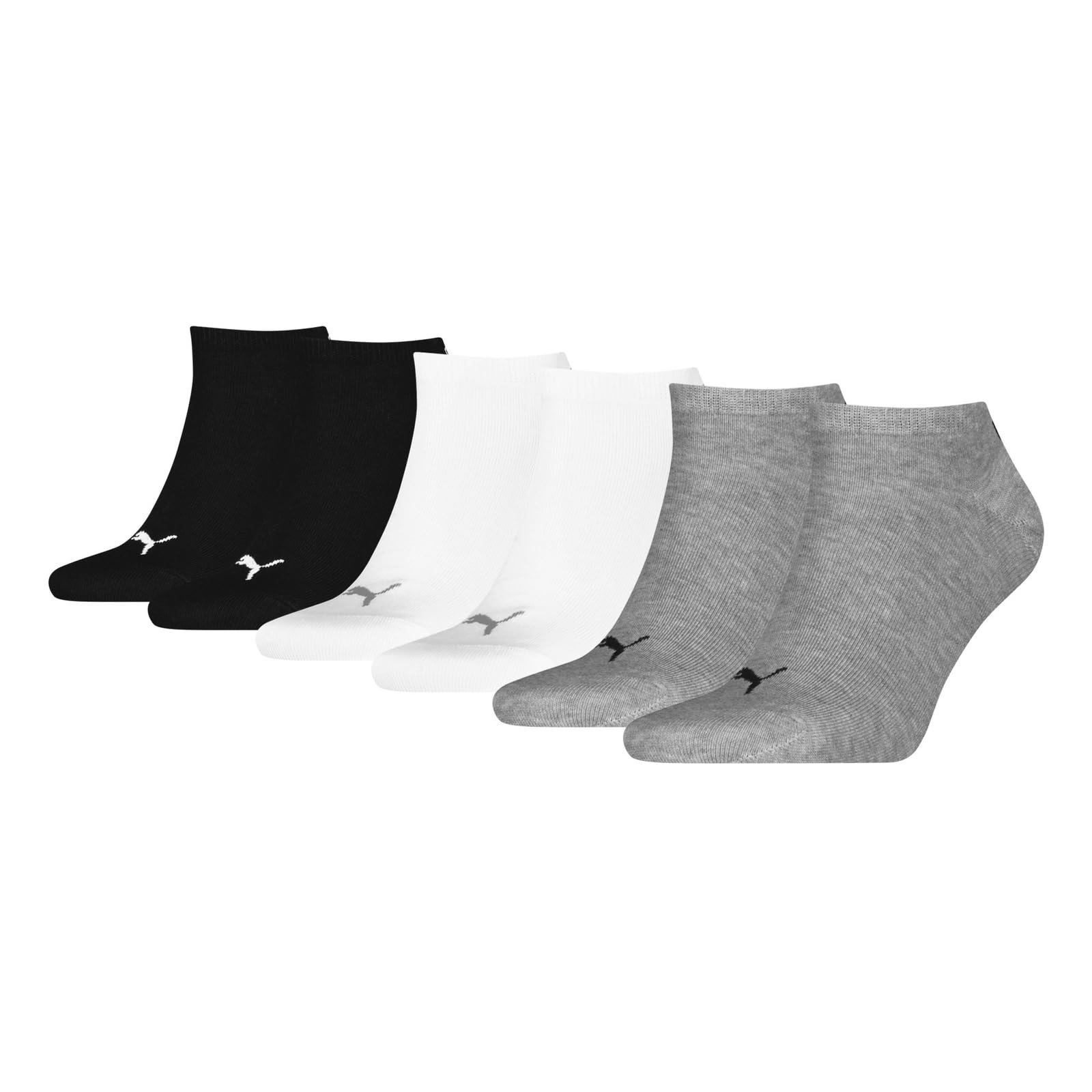 PUMA Unisex Sneaker Plain Sock, Grey/White/Black, 43-46 (Pack of 3)