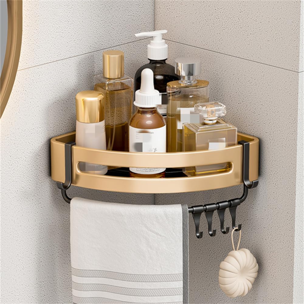 Porte-serviettes pliant gain de place noir or pour une routine de douche fluide et ordonnée