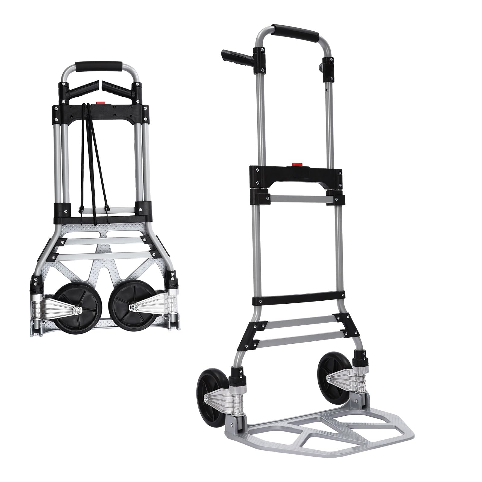 Carrello pieghevole con 2 ruote in PVC, carico massimo 120 kg, in alluminio, per la consegna di acqua e merci e