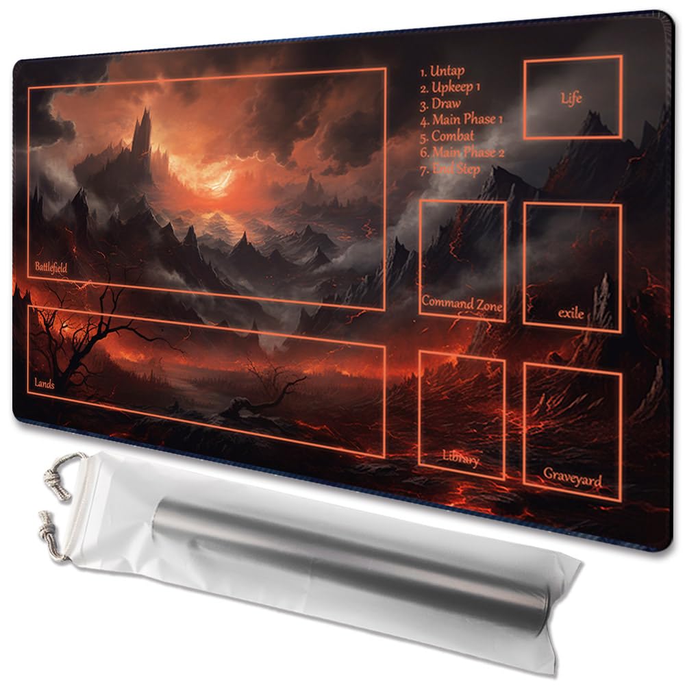 TCGMAT MTG Playmat - Non Slip Backing, Ideal for Card Game Lovers, TCG Play Mat (Burning Village)
