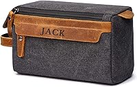 Vista 2 de Flow.month Neceser personalizado para hombres y mujeres – Kit de afeitado de viaje, kit de Dopp en cuero de caballo loco o lona, ideal para regalos