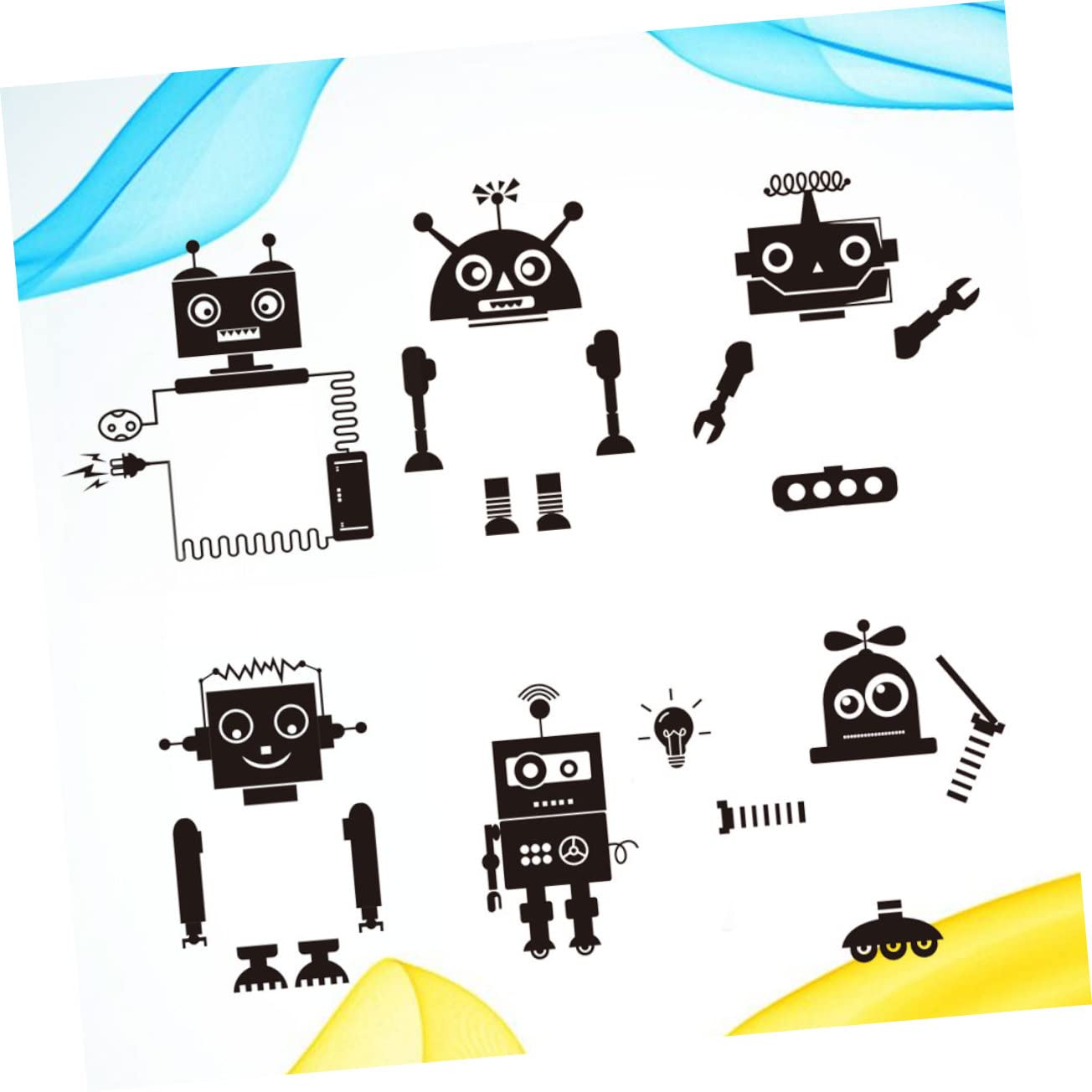 VICASKY 12pezzi Adesivi Interruttore Robot Creativi Per Decorazioni Murali Stickers Rimovibili Per Camerette e Salotti Design Unico