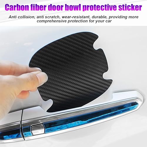 Miniatura 9 de Adhesivo para manija de puerta de automóvil, 8 protectores de fibra de carbono contra arañazos, universal para manija de puerta de automóvil,