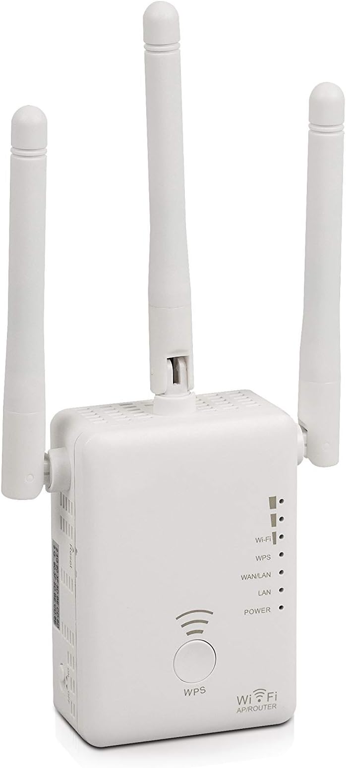 Maginon Wireless WiFi Signal Range Repeater- Dual Band, 5ghz/433mbps & 2.4ghz/300mbps (733mpbs total) - Portable Extender with Ethernet Port, Router, Access Point - External Directional Antenna