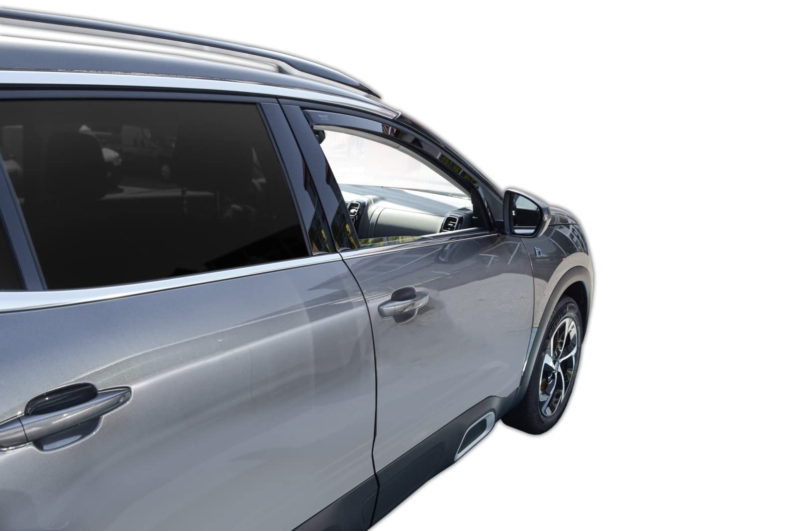 J&J AUTOMOTIVE Heko Déflecteurs d'air et de Vent pour Citroen C5 Aircross 2019-2025, Lot de 2pcs, Teintés, Avant et Arrière, Aérodynamique