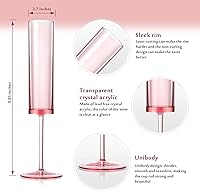 Vista 2 de Copas de champán acrílicas de 5.4 onzas reutilizables para brindis de boda, copas de champán cuadradas, copas de vino para novia, fiestas, Rosa