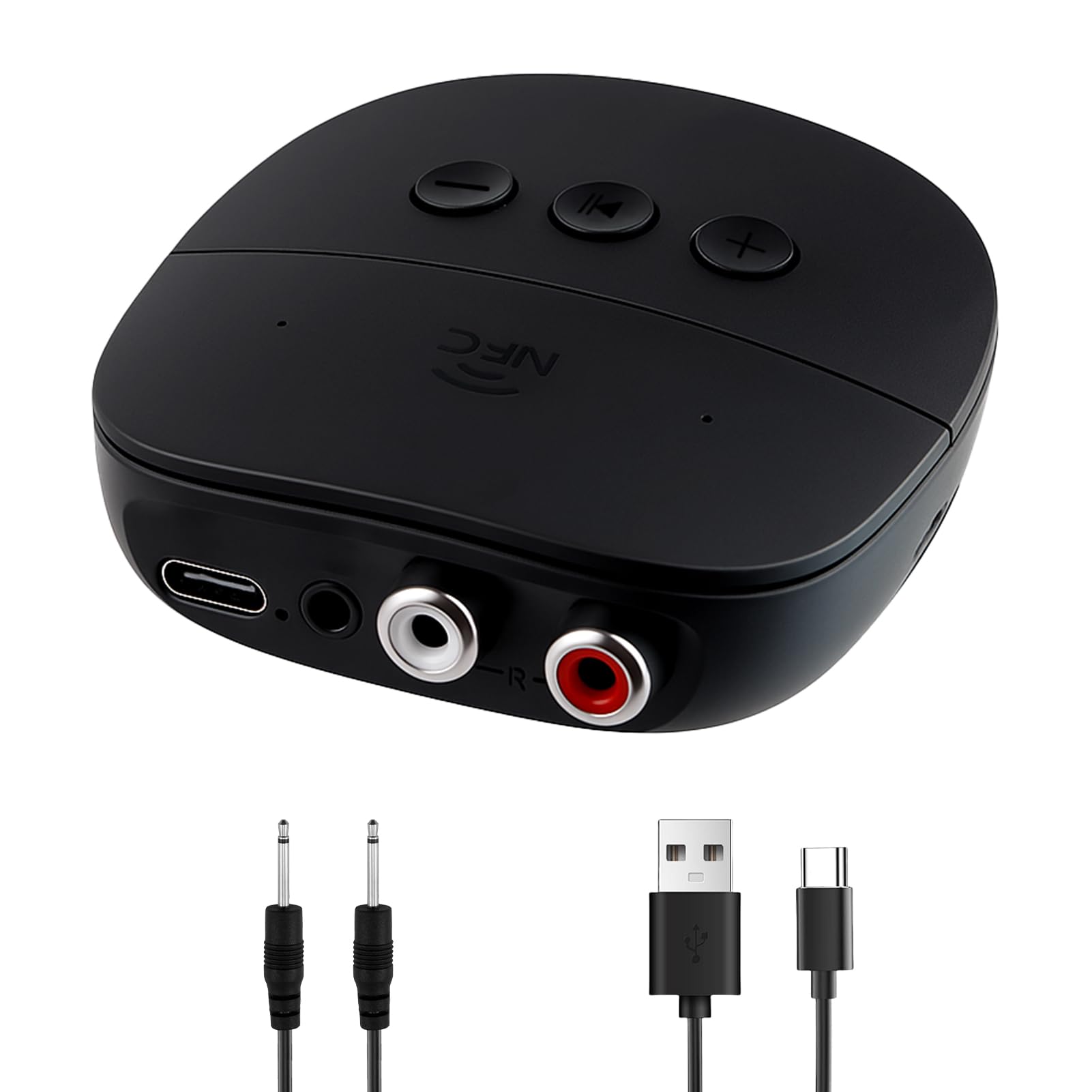 Bluetooth 5.2 Empfänger mit 3.5 mm AUX-Anschluss und Cinch-Eingang, Bluetooth 5.2 Audio Adapter für Stereoanlage Lautsprecher Verstärker Autoradio Kopfhörer, NFC-Verlängerung