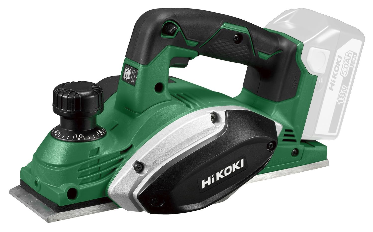 HiKOKI Cepillo a Batería - 18 V, 82mm Ancho de Cepillado, 2mm Profundidad de Corte - Freno de Seguridad, Bolsa de Polvo, Empuñadura Suave, Larga Duración - Para Trabajo Preciso y Limpio | Profundidad de corte 2 mm y rebaje 9 mm. Incluye maletín, carro guí