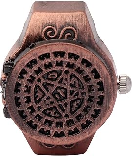 Finger Rings Watch Flip Cover, Vintage Anime Quartz Finger Rings Flip Cover Watch Finger Rings Watch Flip Cover Vintage Men's Quartz Finger Rings Watch Male Models(Red)