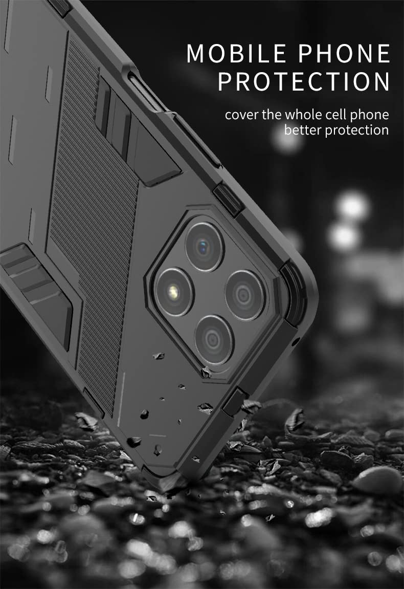 Dedux Custodia per Honor X6 / Honor X8 5G, Cover Protettiva Armatura Militare Hard PC Silicone TPU con Supporto Pieghevole. Grigio