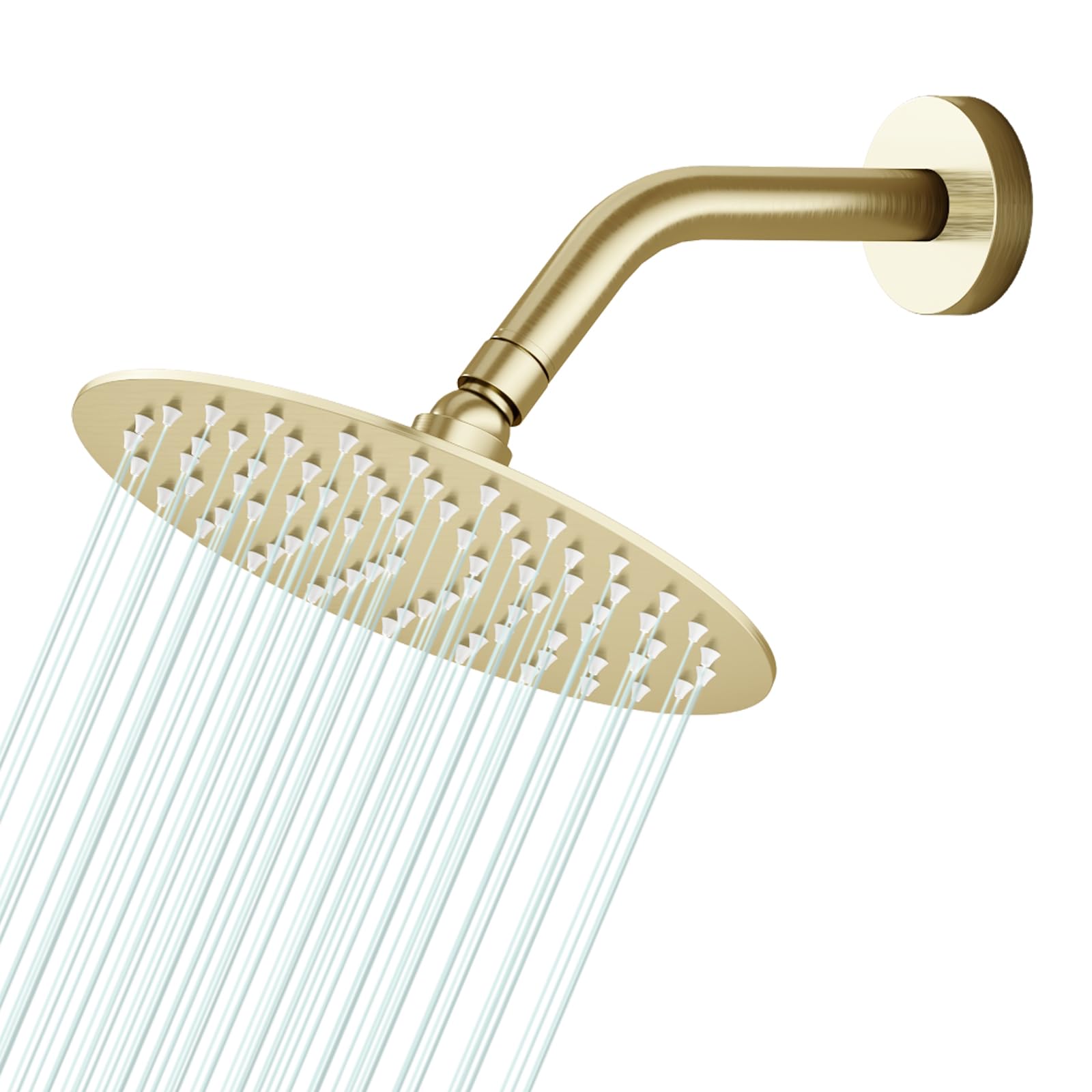 AULEEND 10" Round Shower Head High Flow Stainless Steel Rain Shower Head High Pressure Design (Brushed Gold) (F-Brushed Gold, 6)