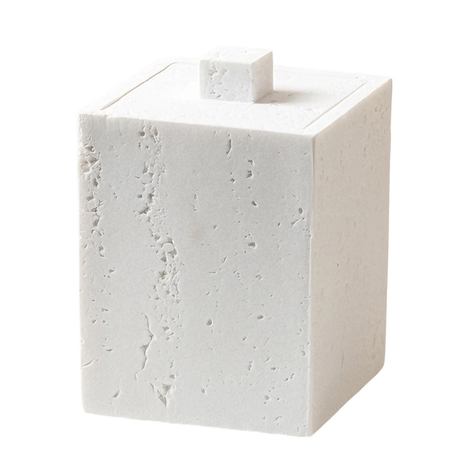 ZWWAAZHF Space Saving Resin Box for Cotton Swabs and Toothpicks Feature Stone Texture Sturdy Easy Wipe Cleaning Simple Styles Sturdy Resin Container
