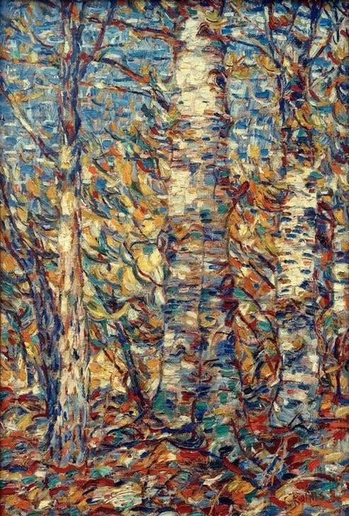 Peinture sur toile Birkenwald Christian Rohlfs, œuvre d'art textile 60x90cm