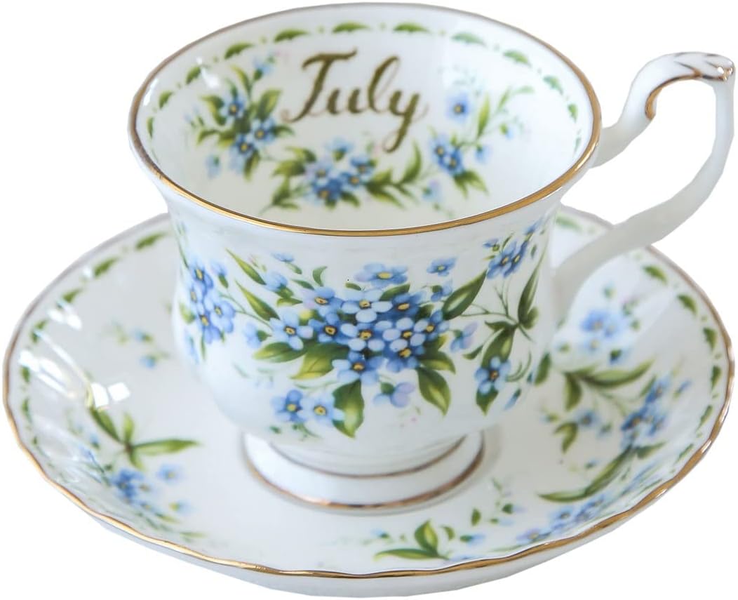 Elegant Bone China Flower Coffee Cup 2 Piece Vintage Ceramic Latte Mug Tea Cup And Saucer Set For Milk Afternoon Tea Black Tea(Lily of the valley)