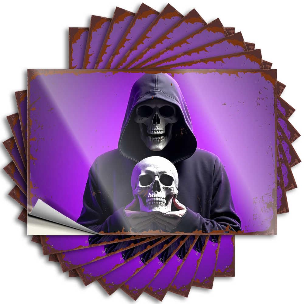 Unique Spring Funny Sticker - Happy Halloween Spooky Halloween Skulls Removable Decal Case Easy Peel for Winter(8X12CM)