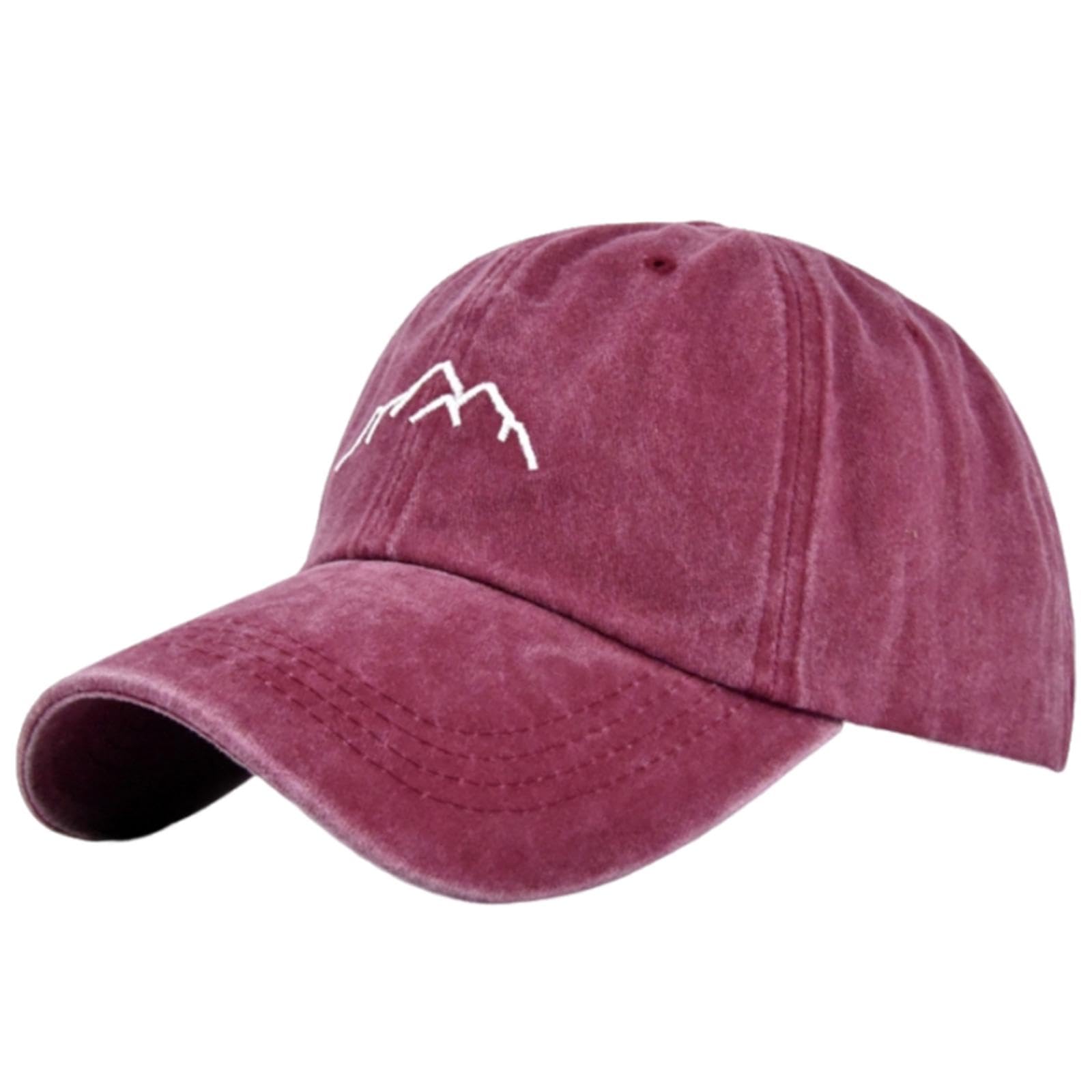 Alloneslife Unisex Burgundy Baseball Cap,Sunproof Baseball Caps Embroidery Mountain Hat For Travel Adult Outdoor Adjustable Cycling Hiking Sun Hat(Burgundy)
