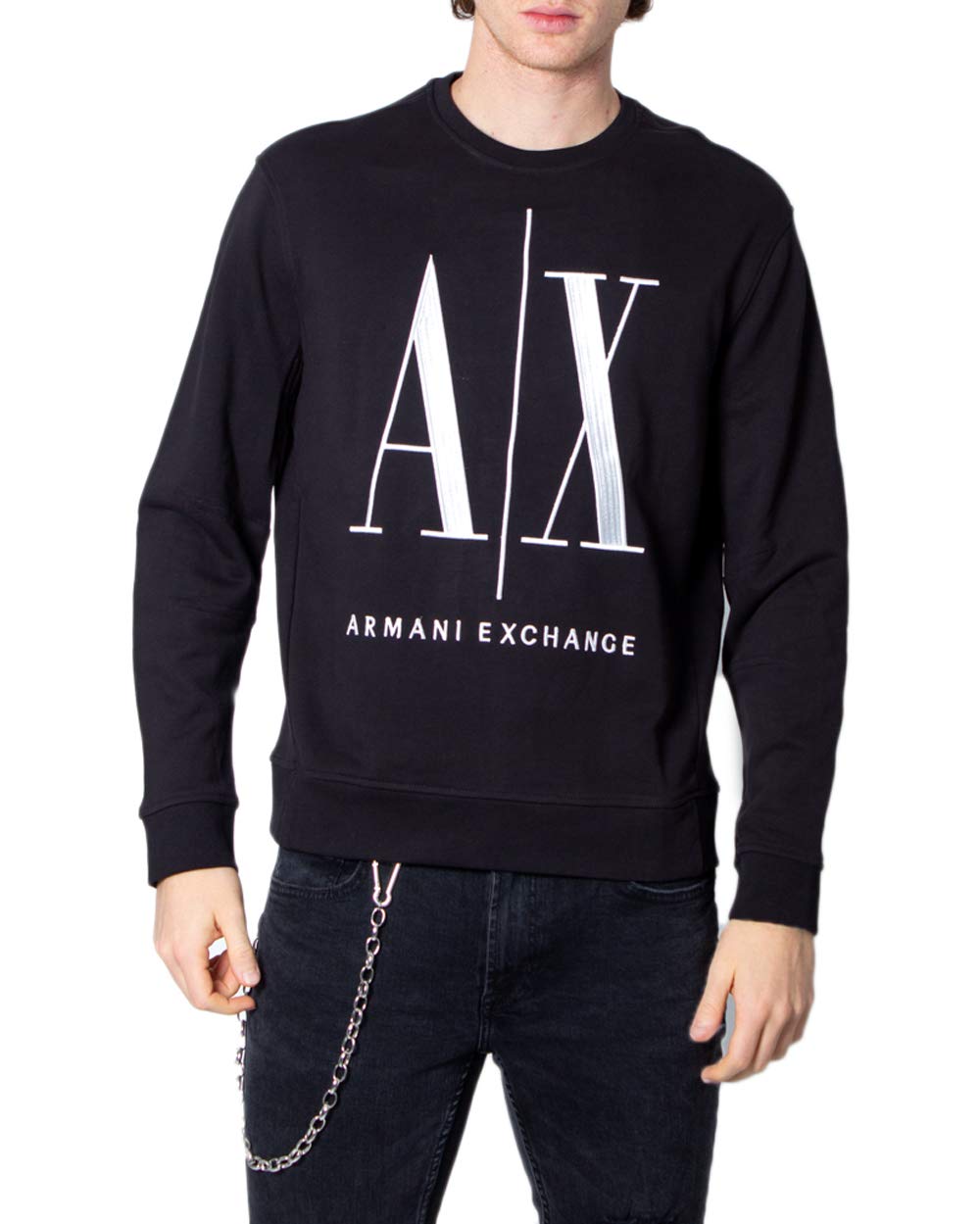 Armani Exchange Men's Black (Black 1200) Icon Project Sweatshirt, Medium
