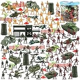 3 otters 307 Piece Army Men Military Set, Military Battle Toy Set Play Figure Playsets for Kids Boys, Plastic Soldiers with Vehicles & Accessories, for Grandkids, with Storage Container