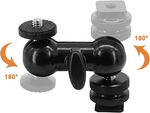 Miniatura 3 de Soporte de zapata con cabeza de bola de 14 pulgadas, doble cabeza esférica, tornillo trípode de 14 pulgadas, multifunción para monitores LCD, luz