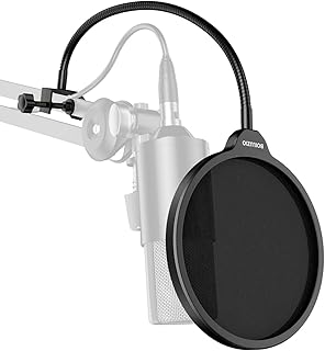 BOILUZIO Premium Microphone Pop Filter - Professional Sound Shield with Flexible Gooseneck Mount for Enhanced Audio Record...