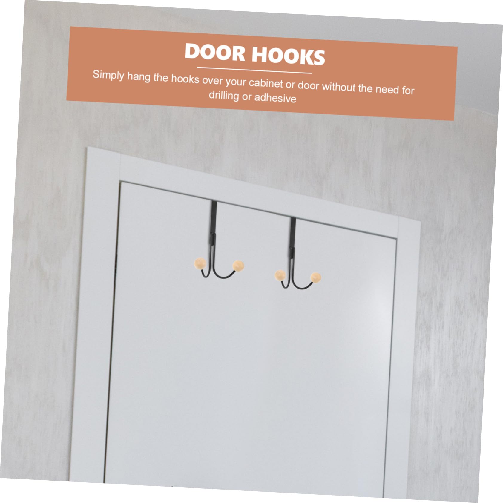 PRETYZOOM Gancho De Puerta Gancho Para Toallas Sobre La Puerta Encima Perchas Abrigos Afuera Ganchos De Puerta Estante Colgante Manos Prenda De Madera Negro 2 Piezas X 4