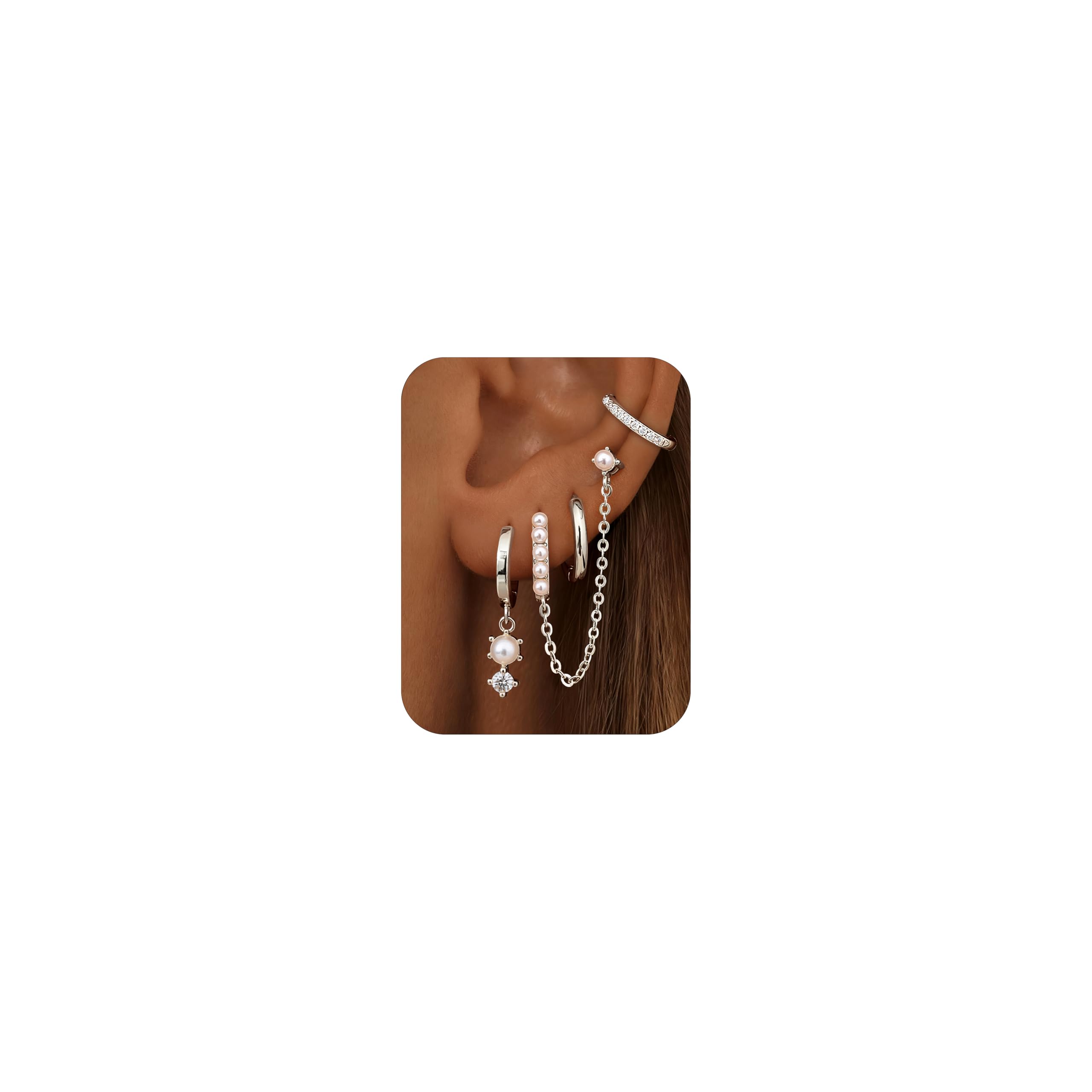 Roheafer Ohrringe Set - 3-4 Paare 925 Sterling Silber Ohrrin