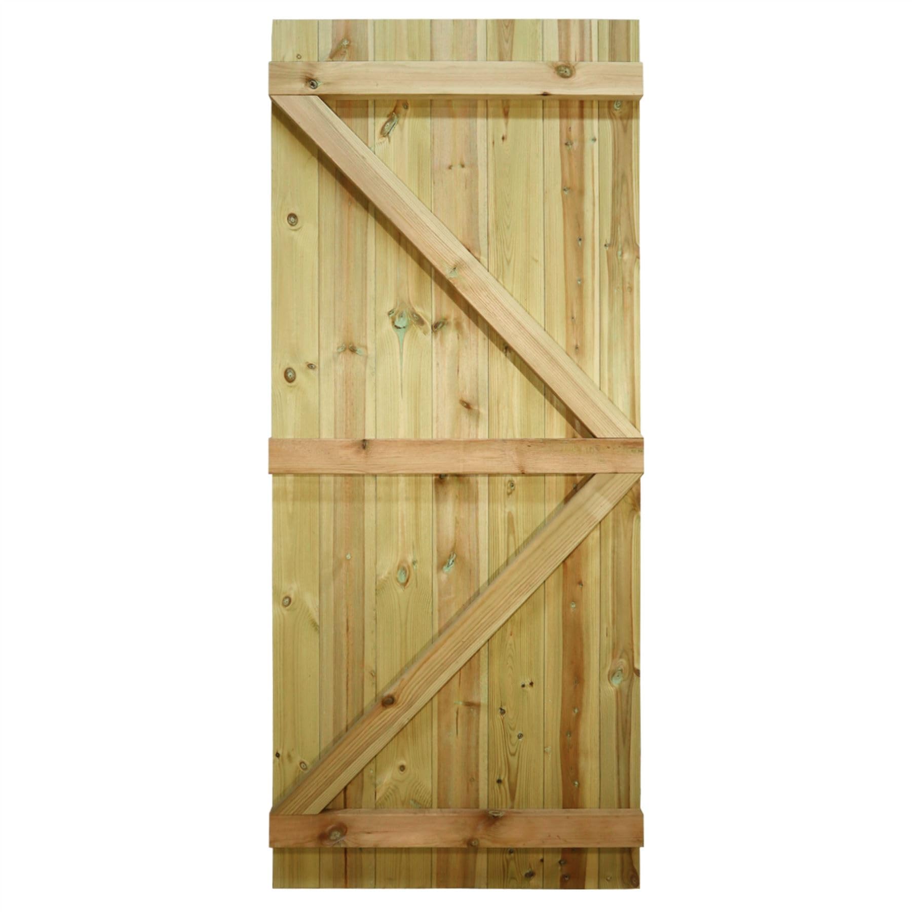Made to Measure 7ft Wooden Garden Gate, Custom T&G Semi-Braced Flat Top Treated Timber Door for Outdoor Pathway Home Access, MAX 210cm High x MAX 75cm Wide