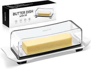 MORGLES Airtight Butter Dish with Lid, Butter Keeper for Countertop And Refrigerator, Dishwasher Safe