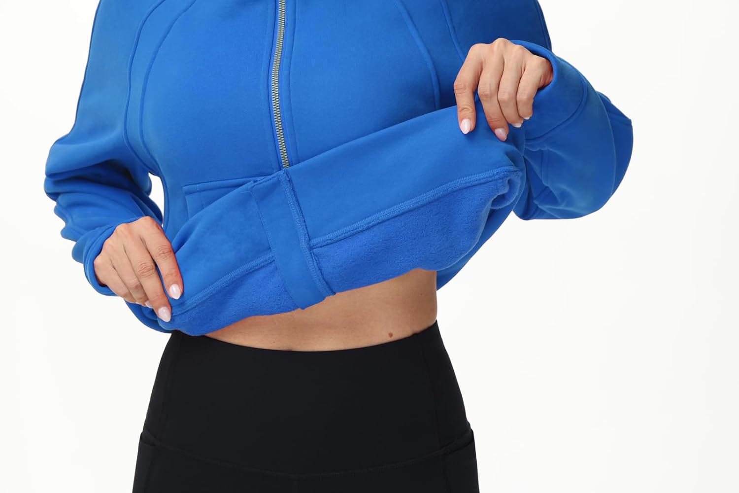 THE GYM PEOPLE Women's Full-Zip Up Hoodies Jacket Fleece Workout Crop Tops Sweatshirts with Pockets Thumb Hole - Image 5
