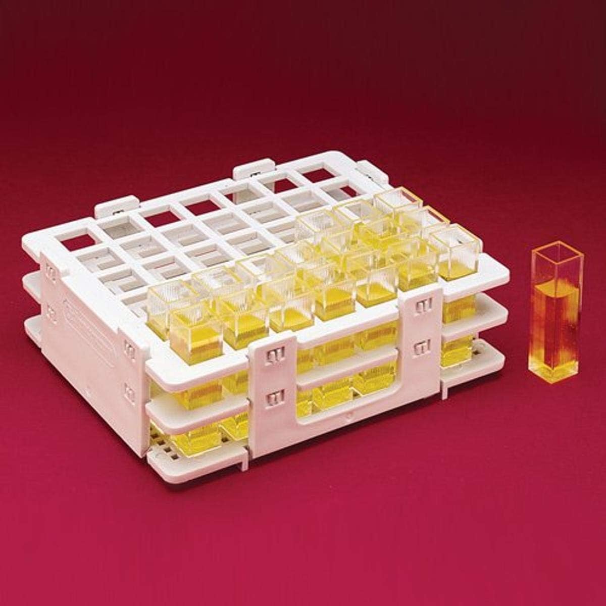 sp scienceware Bel-Art F18520-0000 No-Wire Cuvette Rack; 10mm, 42 Places, 5.1 x 4.1 x 1.7 in, Polypropylene