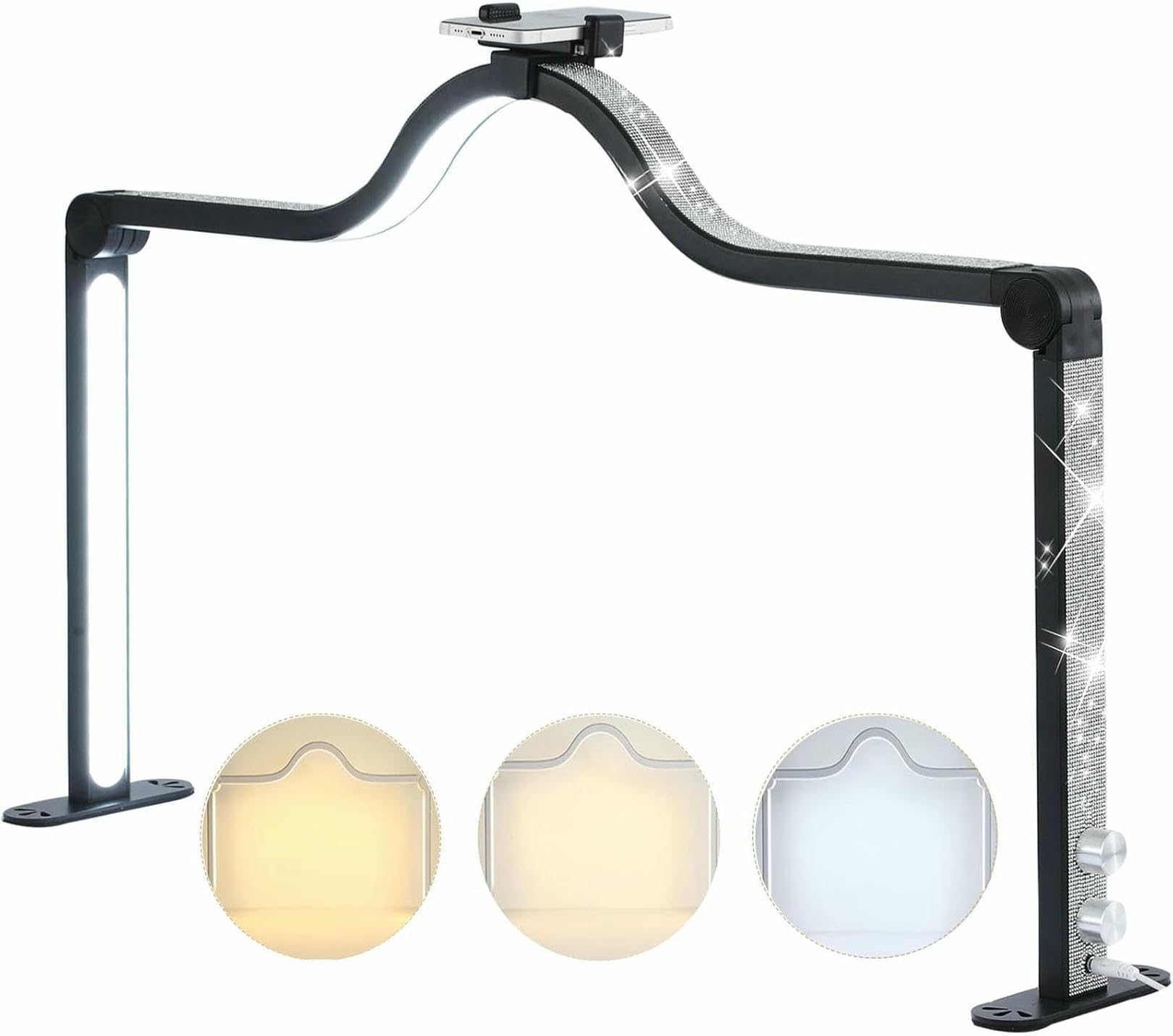 Lampe bureau manucure demi-lune 35 pouces réglable pour beauté des cils et ongles
