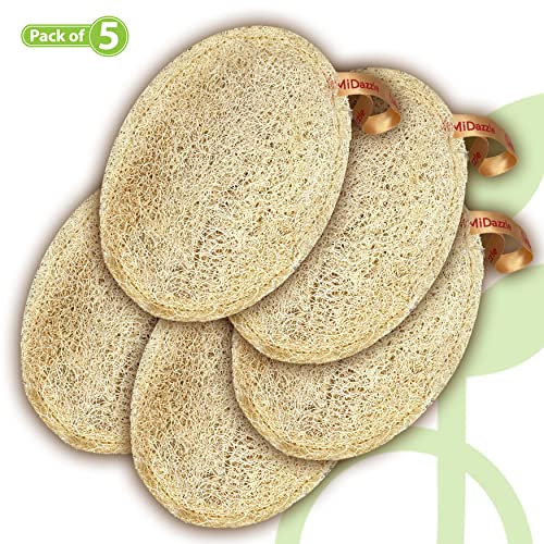 Image of Midazzle 100% Natural Body Scrubber Loofah for Bathing (Oval) (Pack of 5)