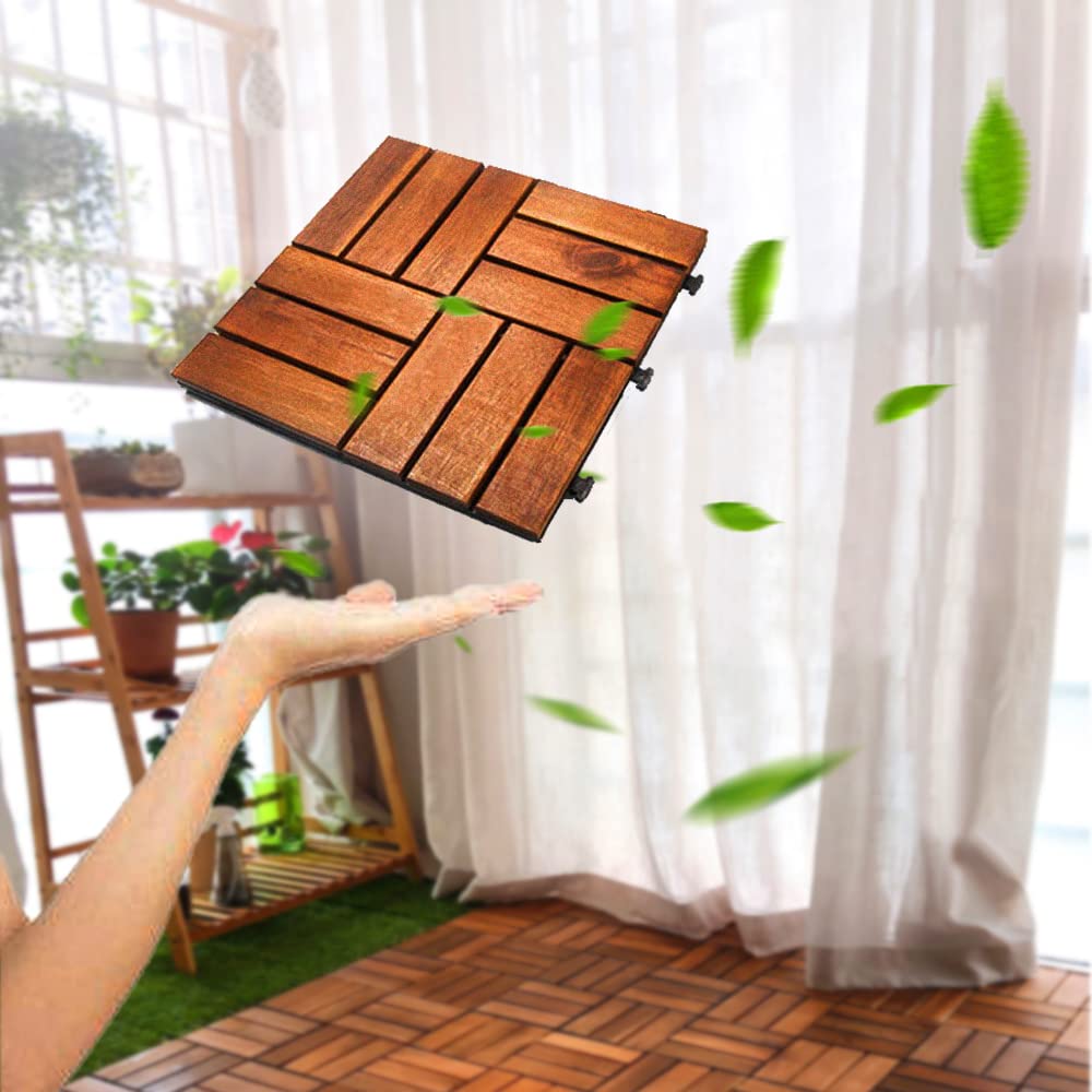LINGWEI-LINGWEI-Solid Wood Anticorrosive Flooring, Outdoor Terrace Splicing And Laying Household Flooring (5 pieces)