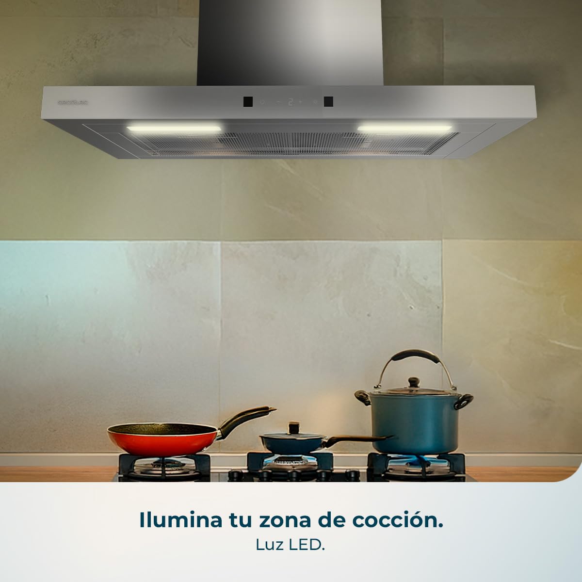 Cecotec Campana Extractora en forma de T Bolero Flux TT 604400 Inox A++, 60cm, 413,3m³/h de succión, Clase A++, Control Táctil Invisible, Hand Movement Control, Función Booster, Filtros Lavables