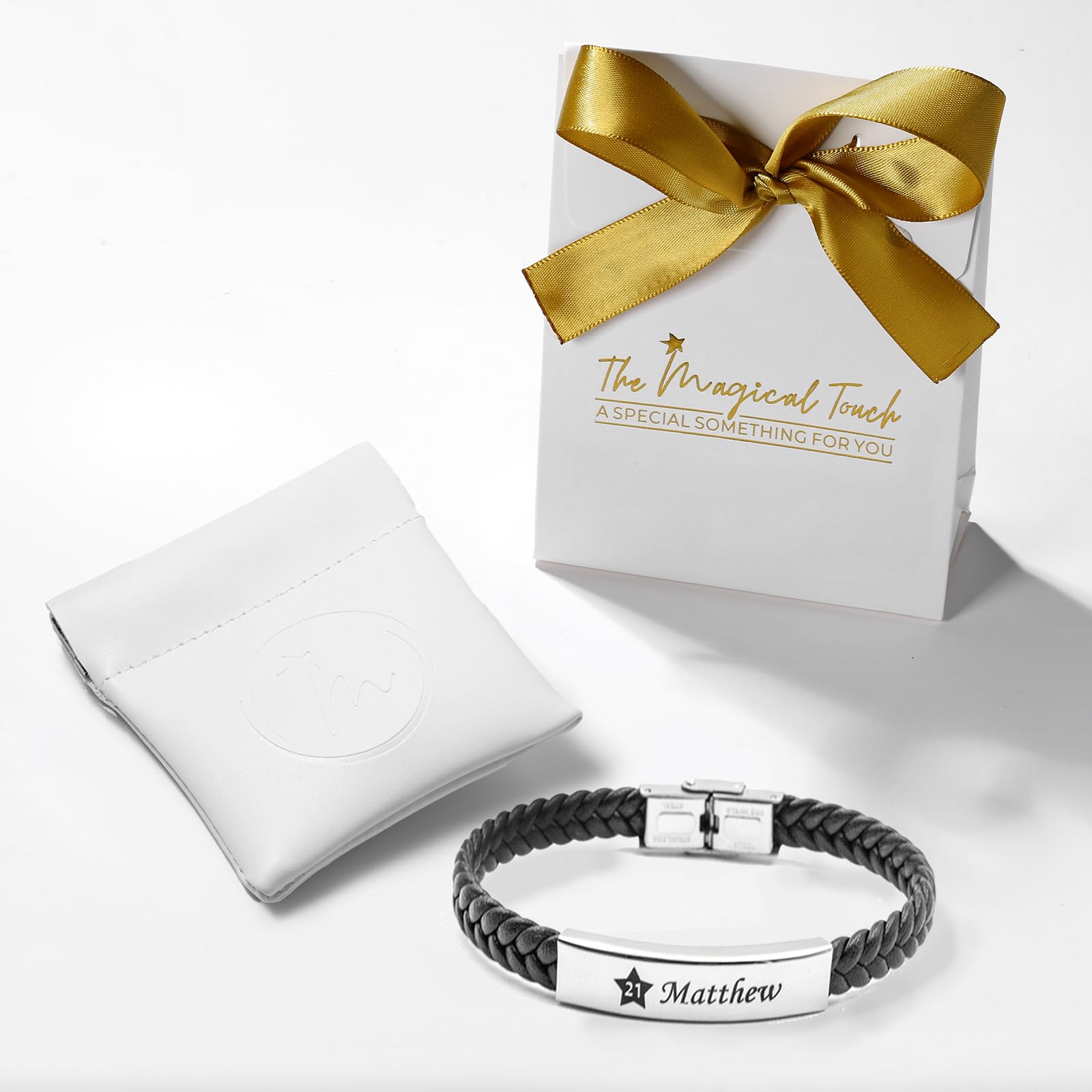 TMT Personalisiertes Leder Armband mit Gravur | braun schwarz| mit namen für Männer und Jungs Geschenk für Ihn | Jahrestag Valentinstag Geburtstag Glücksbringer